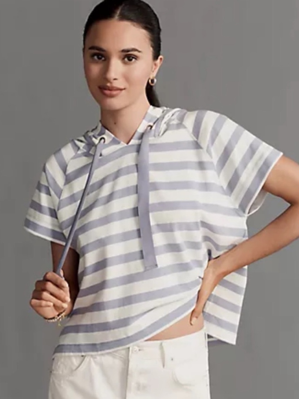 Anthropologie Maeve Boxy Short-sleeve Hoodie